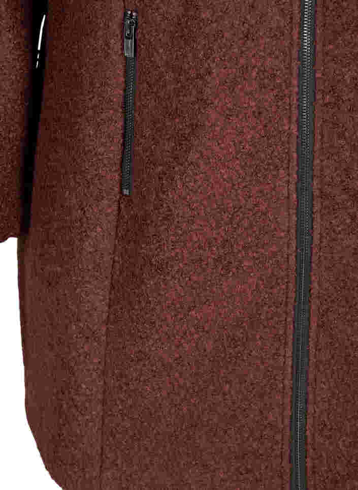 Frakke med uld og lynlås, Bitter Chocolate, Packshot image number 3