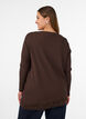 Jerseybluse med asymmetrisk blondekant, Brun, Model image number 2