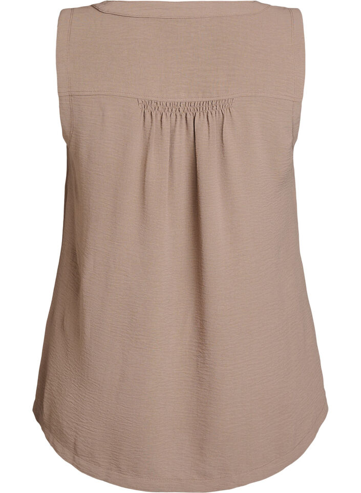 &AElig;rmel&oslash;s top med rynkedetaljer, Brun, Packshot image number 1