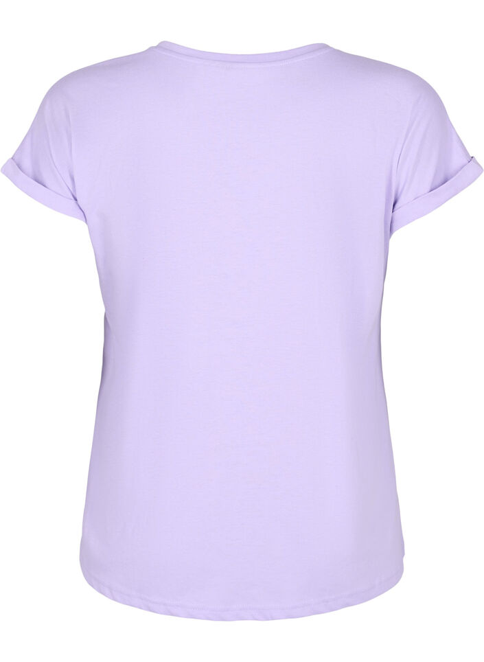 Kort&aelig;rmet t-shirt i bomuldsblanding, Lilla, Packshot image number 1