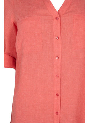 Lang skjorte med 3/4 ærmer og v-udskæring, Hot Coral, Packshot image number 2