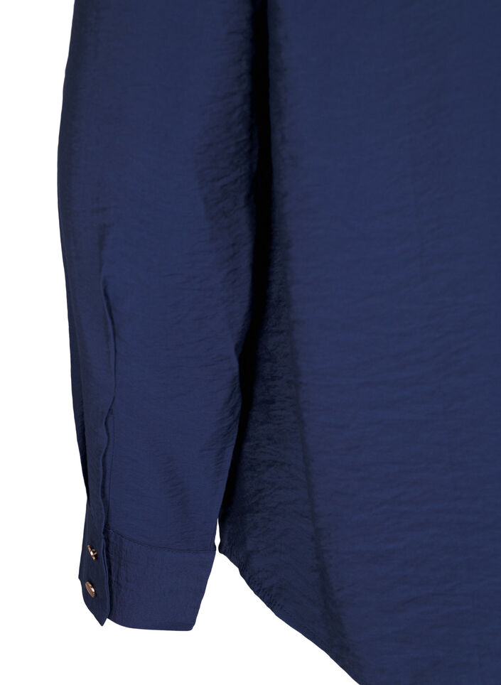 Skjorte med krave og brystlommer, Blå, Packshot image number 3