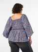 Bluse med smock og firkantet halsudsk&aelig;ring, Bl&aring;, Model image number 2