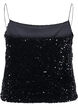 Top med pailletter og smalle stropper, Black Sequins, Packshot image number 1