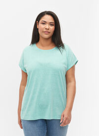 Meleret t-shirt med korte ærmer, Turquoise Mél, Model