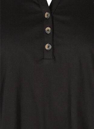 Bomulds bluse med 3/4 ærmer, Black, Packshot image number 2