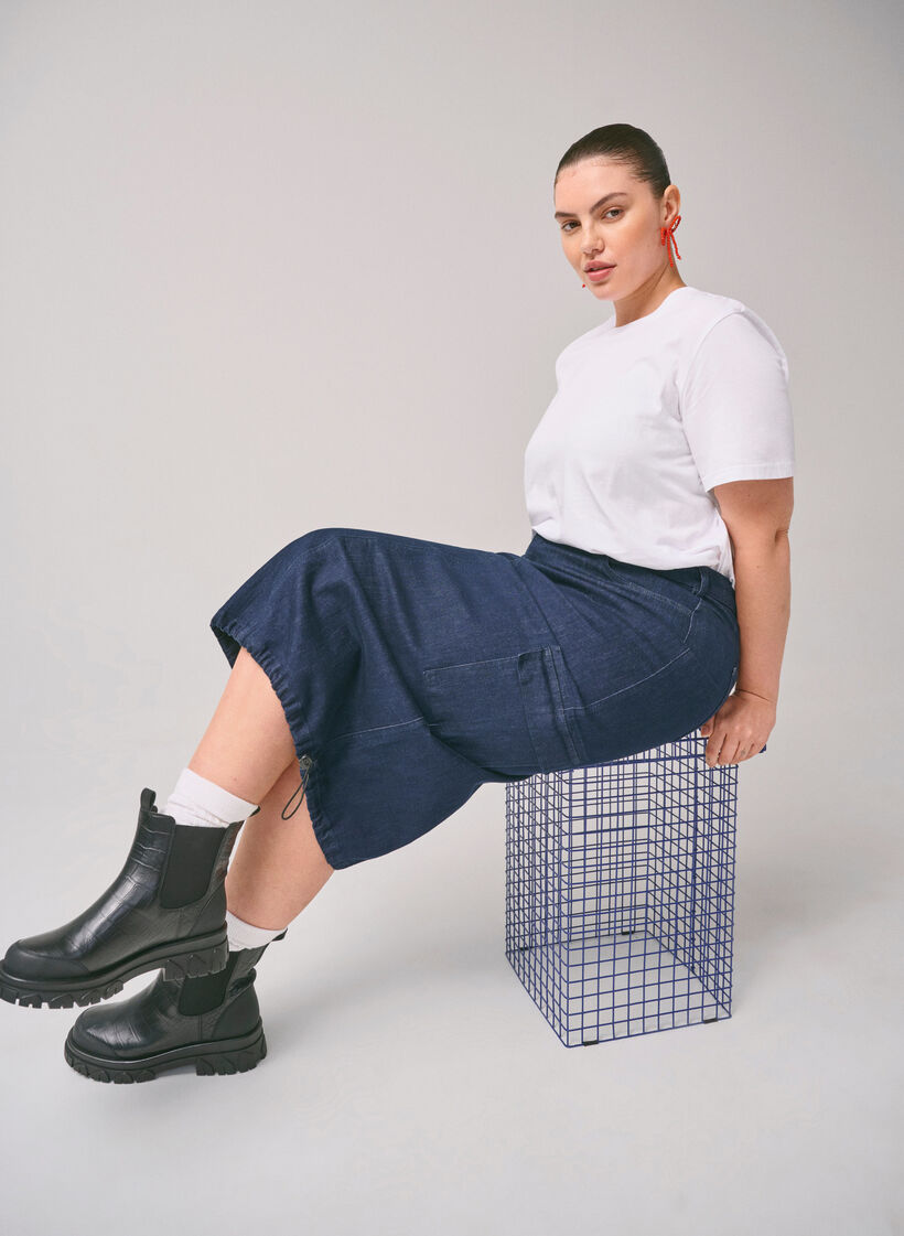 Maxi denim nederdel, Dark Blue Denim, Image image number 0