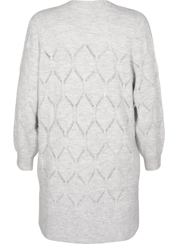 Langærmet strikcardigan, Light Grey Melange, Packshot image number 1