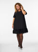 Kort jerseykjole med fjerkant, Sort, Model image number 1