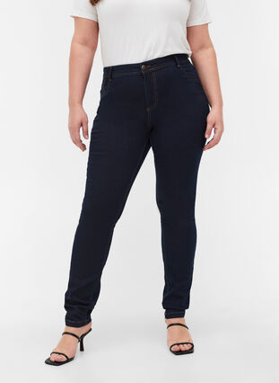 Super slim Amy jeans med høj talje, 1607B Blu.D., Model image number 2