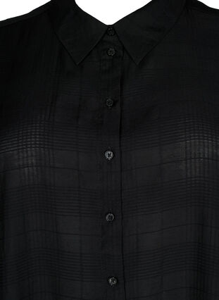 Lang skjorte i viskose med struktur, Sort, Packshot image number 2