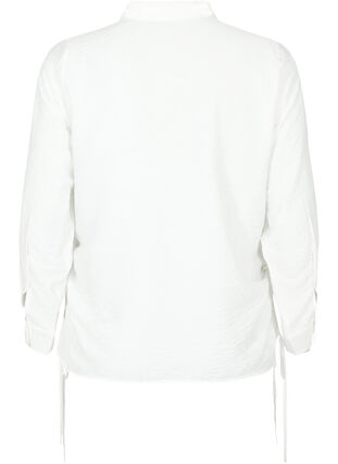 Skjorte i viskose med rynkedetalje, Bright White, Packshot image number 1