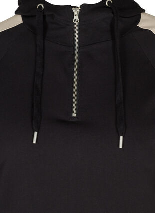 Sweatshirt med hætte og lomme, Black, Packshot image number 2