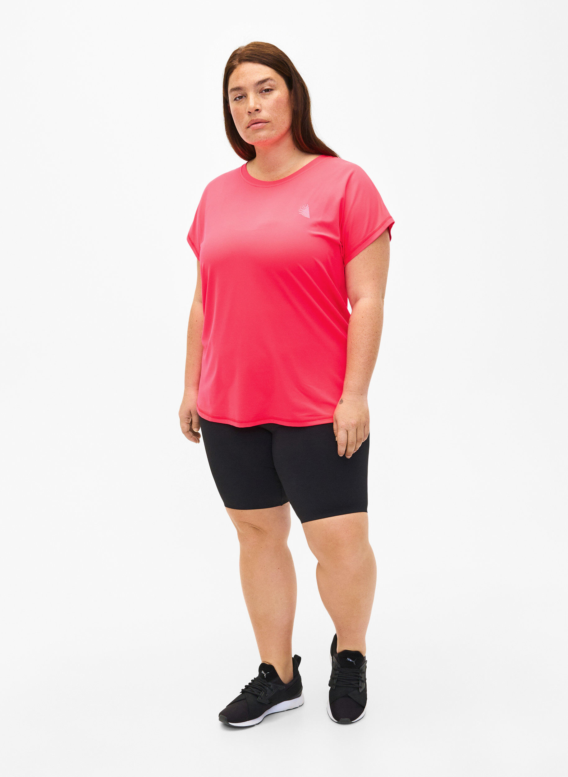 Zizzi T&aelig;tsiddende tr&aelig;ningsshorts med lomme, Black, Model image number 2