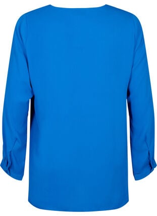 Ensfarvet skjorte med v-udskæring, Princess Blue, Packshot image number 1