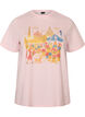 T-shirt i &oslash;kologisk bomuld med frontmotiv, Lyser&oslash;d, Packshot image number 0