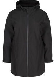 Softshell jakke med hætte og justerbar talje, Black