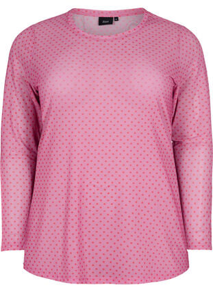 Mesh bluse med print, Cashmere Rose Dot, Packshot image number 0