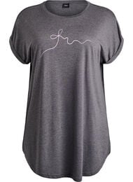 Kort&aelig;rmet natkjole med tekstprint, Sort