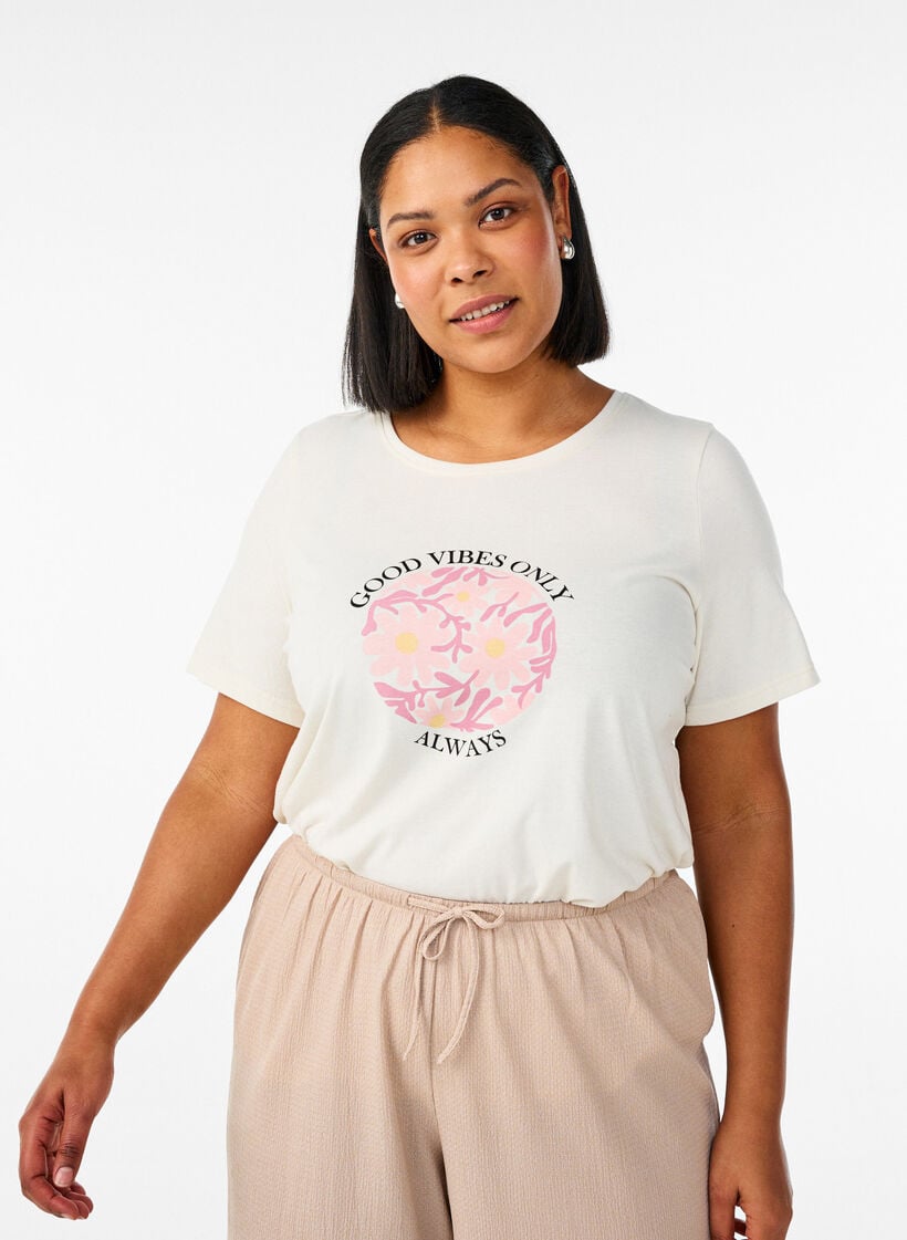 T-shirt med motiv, Vanilla, Model image number 0