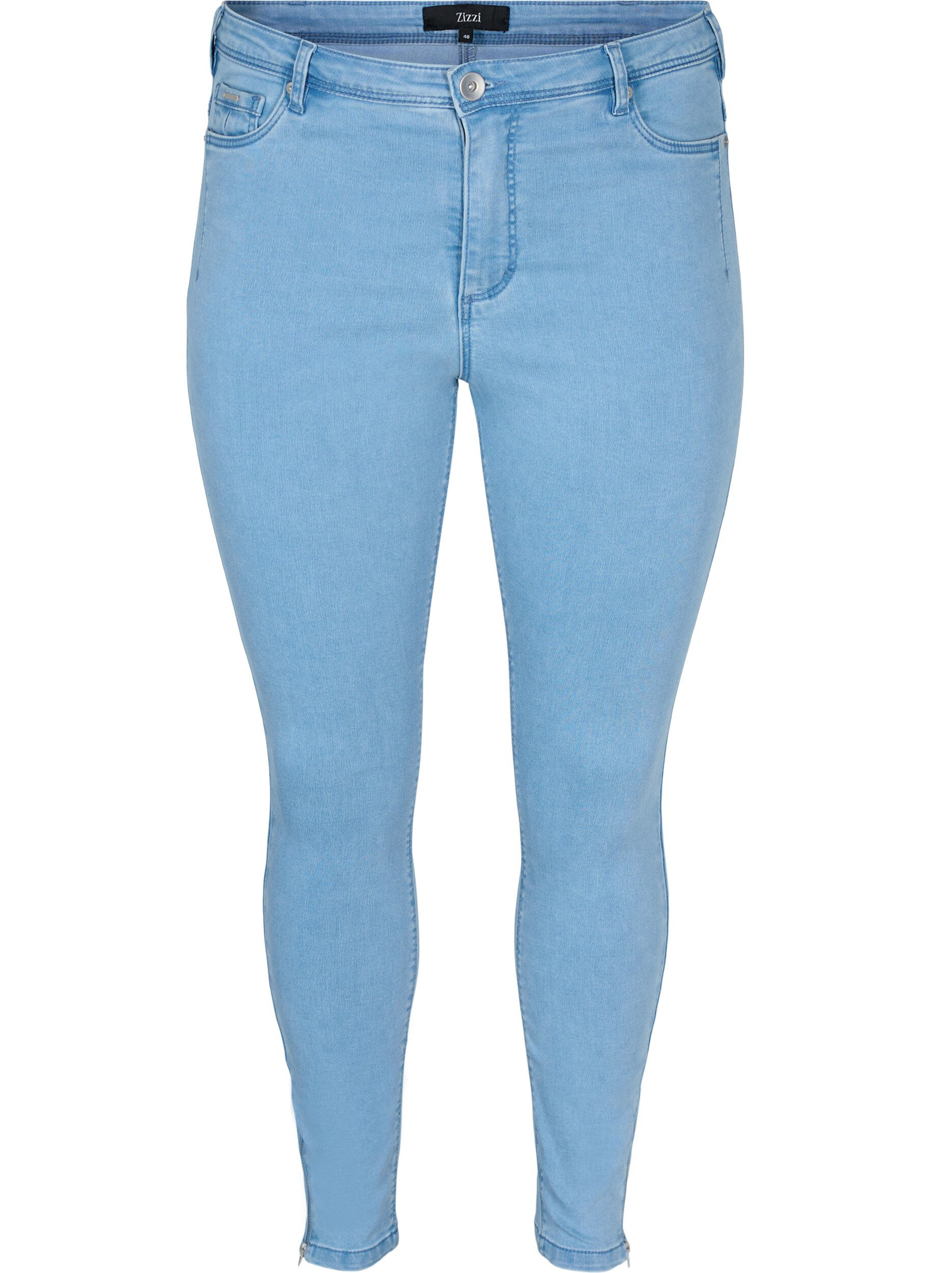 ZizziCropped Amy jeans med lynl&aring;sdetalje, Bl&aring;, Packshot image number 0