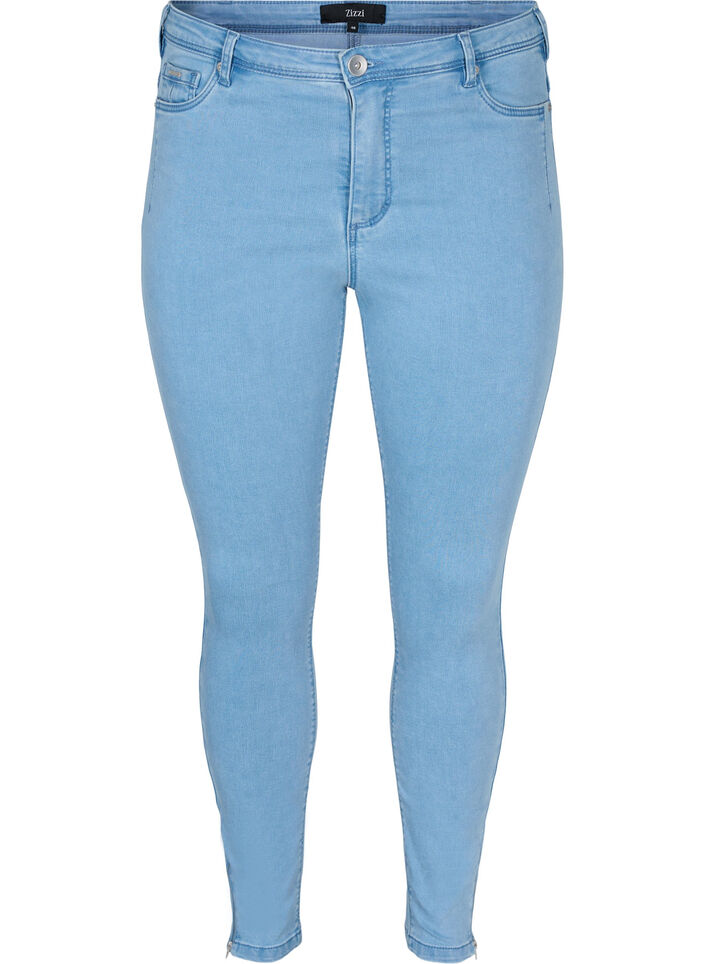 Cropped Amy jeans med lynl&aring;sdetalje, Bl&aring;, Packshot image number 0