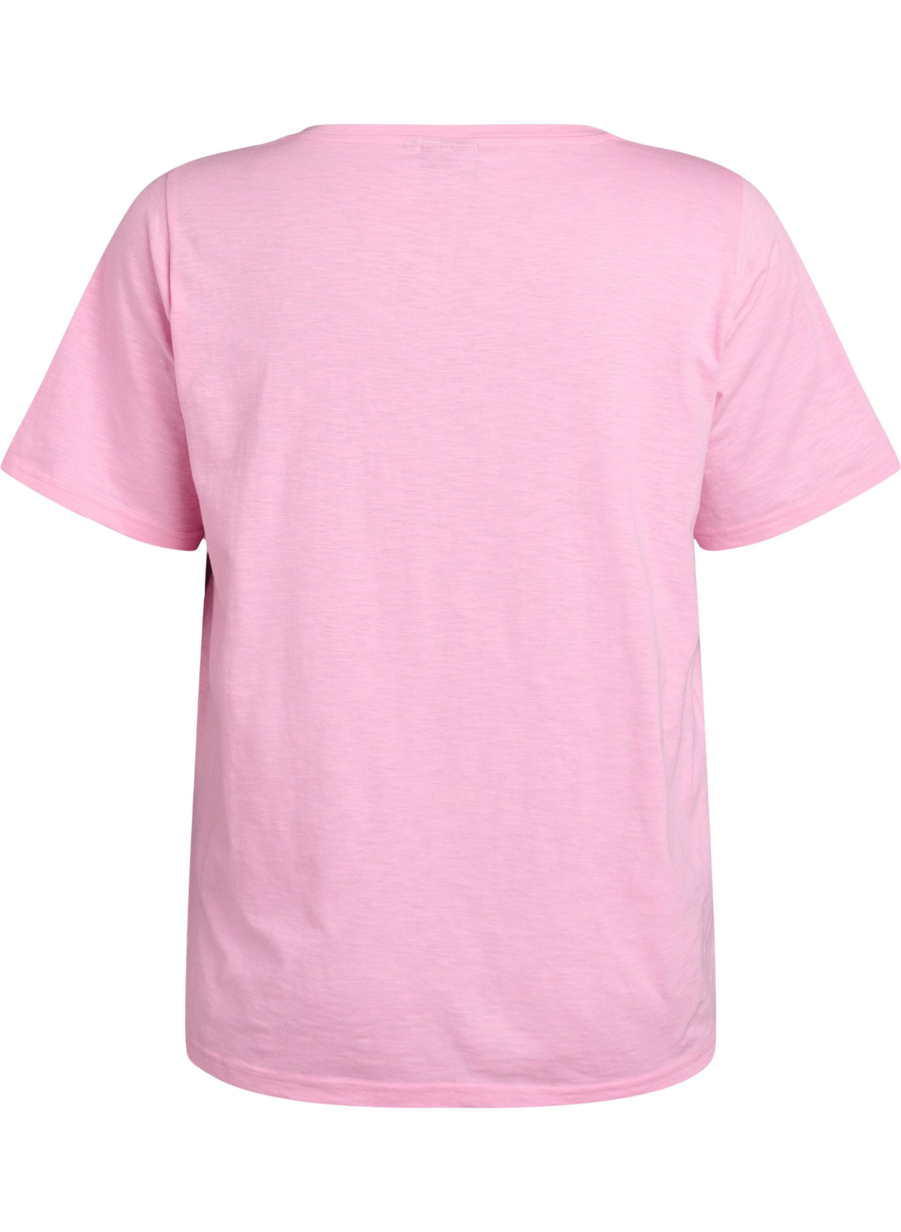 ZizziKort&aelig;rmet basis t-shirt med v-hals, Lyser&oslash;d, Packshot image number 1