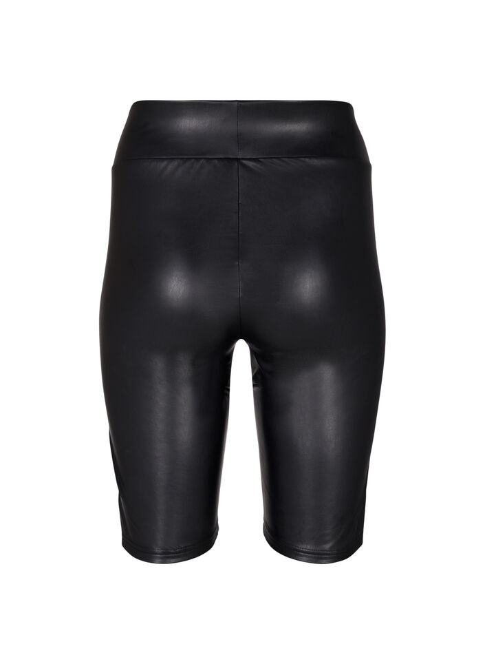 Shiny tætsiddende shorts med høj talje, Black, Packshot image number 1