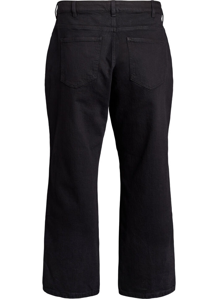 L&oslash;s jeans med h&oslash;j talje, Sort, Packshot image number 1