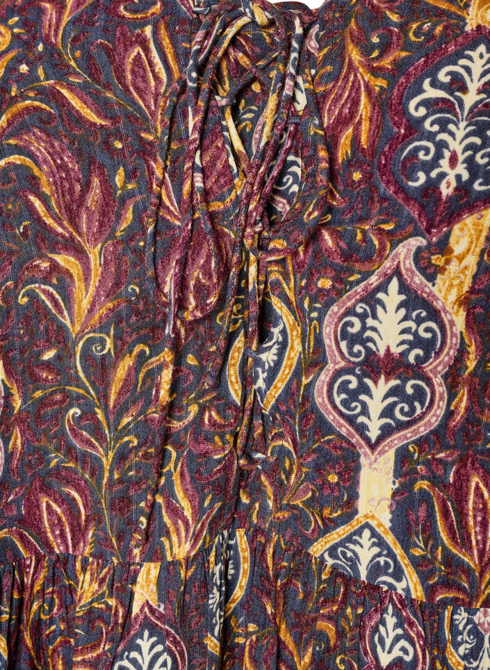 Bluse med paisleyprint og sn&oslash;redetalje, Lilla, Packshot image number 2