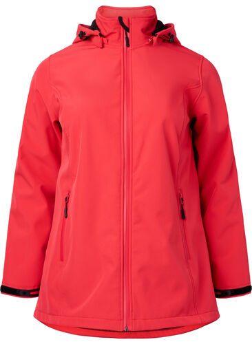 Softshell jakke med aftagelig hætte, Poppy Red, Packshot image number 0
