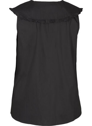 Ærmeløs skjorte med stor krave, Black, Packshot image number 1
