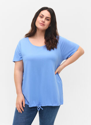 Kortærmet t-shirt med justerbar bund, Ultramarine, Model image number 0