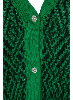 Mønstret strik cardigan med knapper, Jolly Green Comb, Packshot image number 2