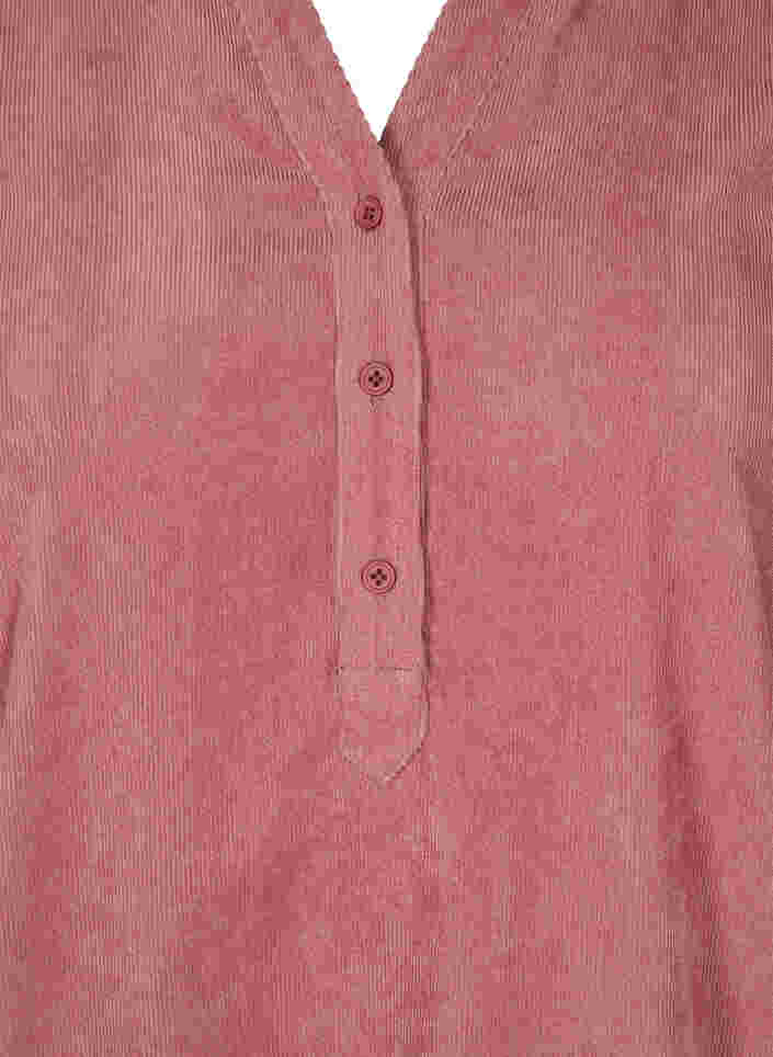 Fløjlskjole med 3/4 ærmer og knapper, Deco Rose, Packshot image number 2