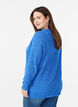 Meleret strikbluse med rund hals, Bl&aring;, Model image number 2