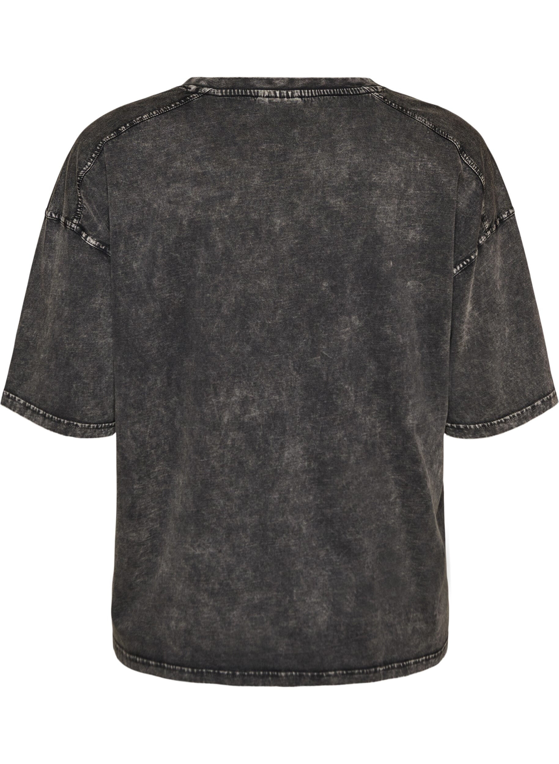ZizziOversize T-shirt i &oslash;kologisk bomuld med college print, Sort, Packshot image number 1