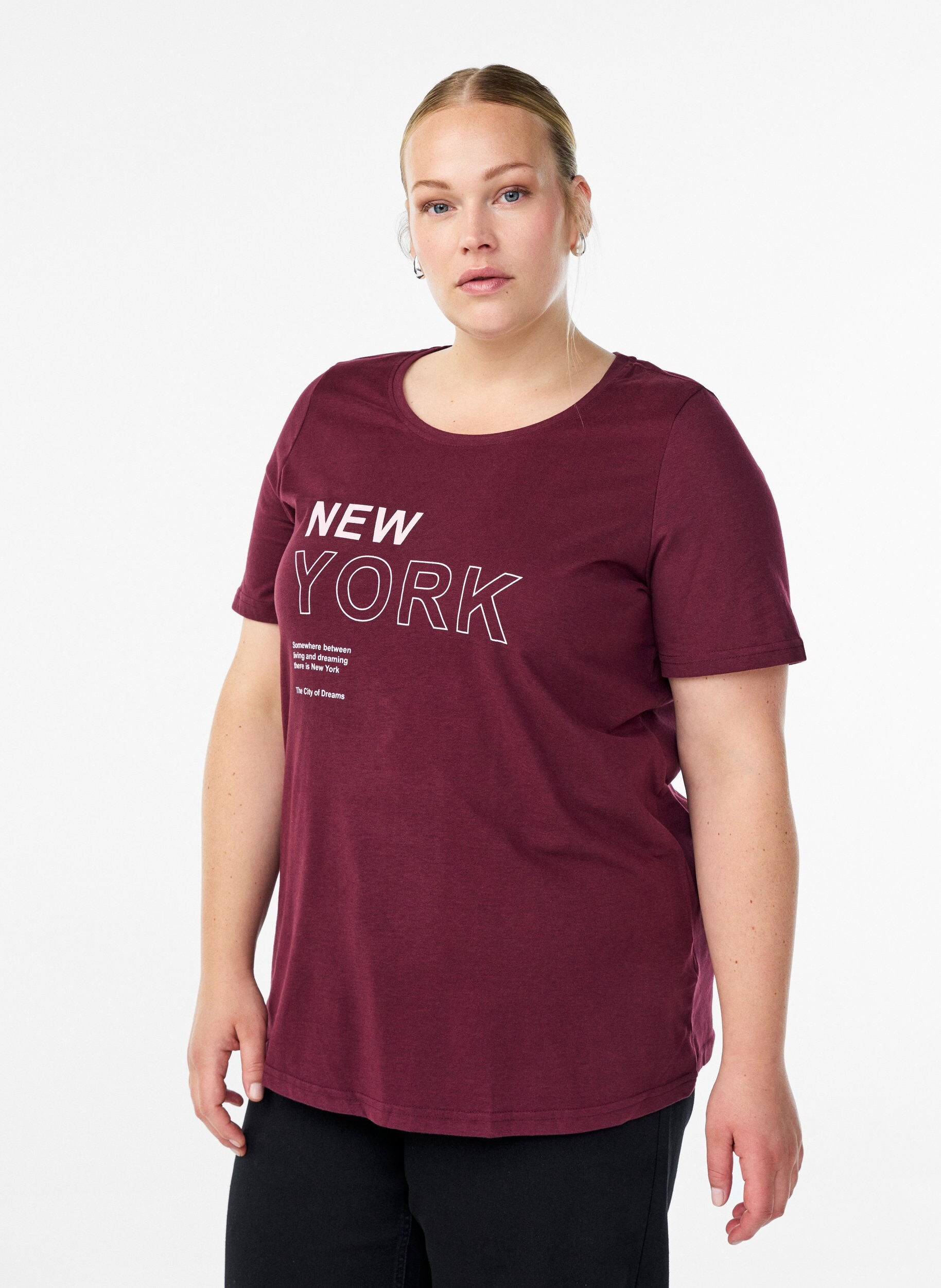 FLASH - T-shirt med motiv, M&oslash;rk Bordeaux, Model