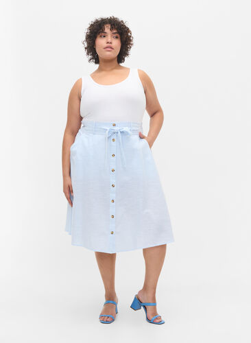 Stribet nederdel med lommer i bomuld, Blue Bell Stripe, Model image number 0