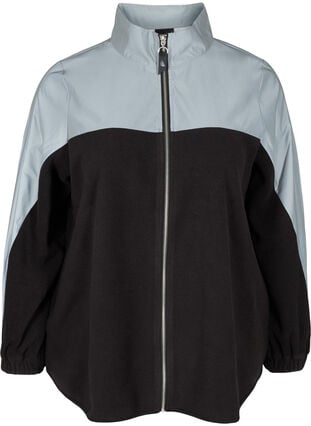 Sports cardigan med fleece og refleks, Black, Packshot image number 0
