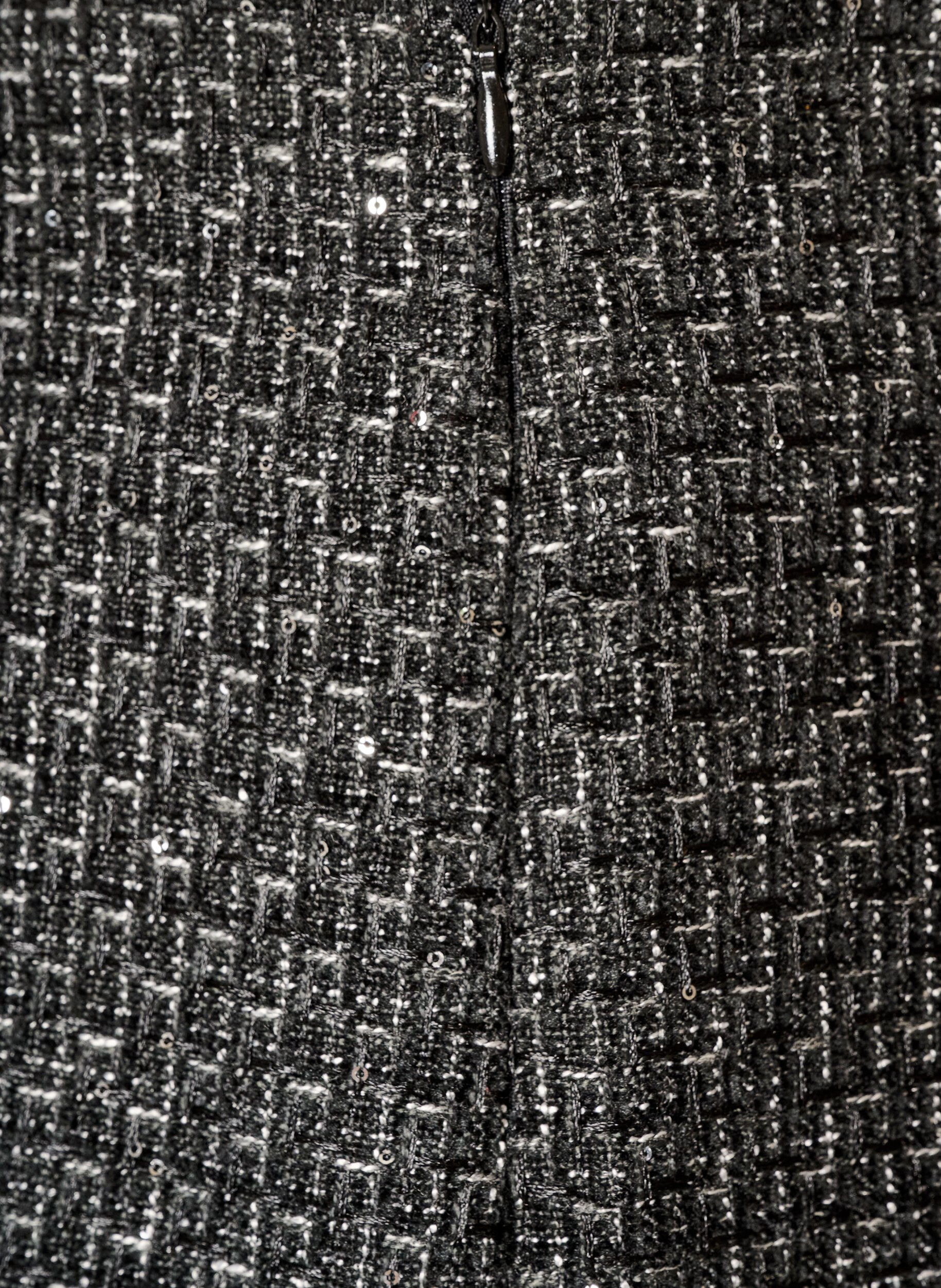 ZizziKort boucl&eacute;nederdel med pailletter, Sort, Packshot image number 3