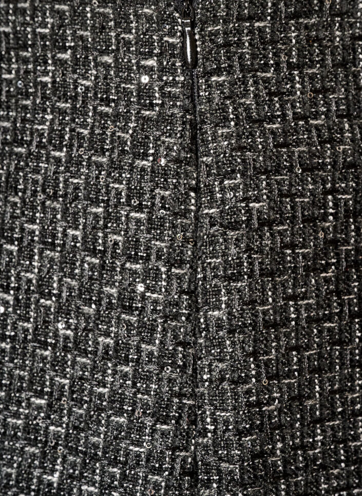 Kort boucl&eacute;nederdel med pailletter, Sort, Packshot image number 3