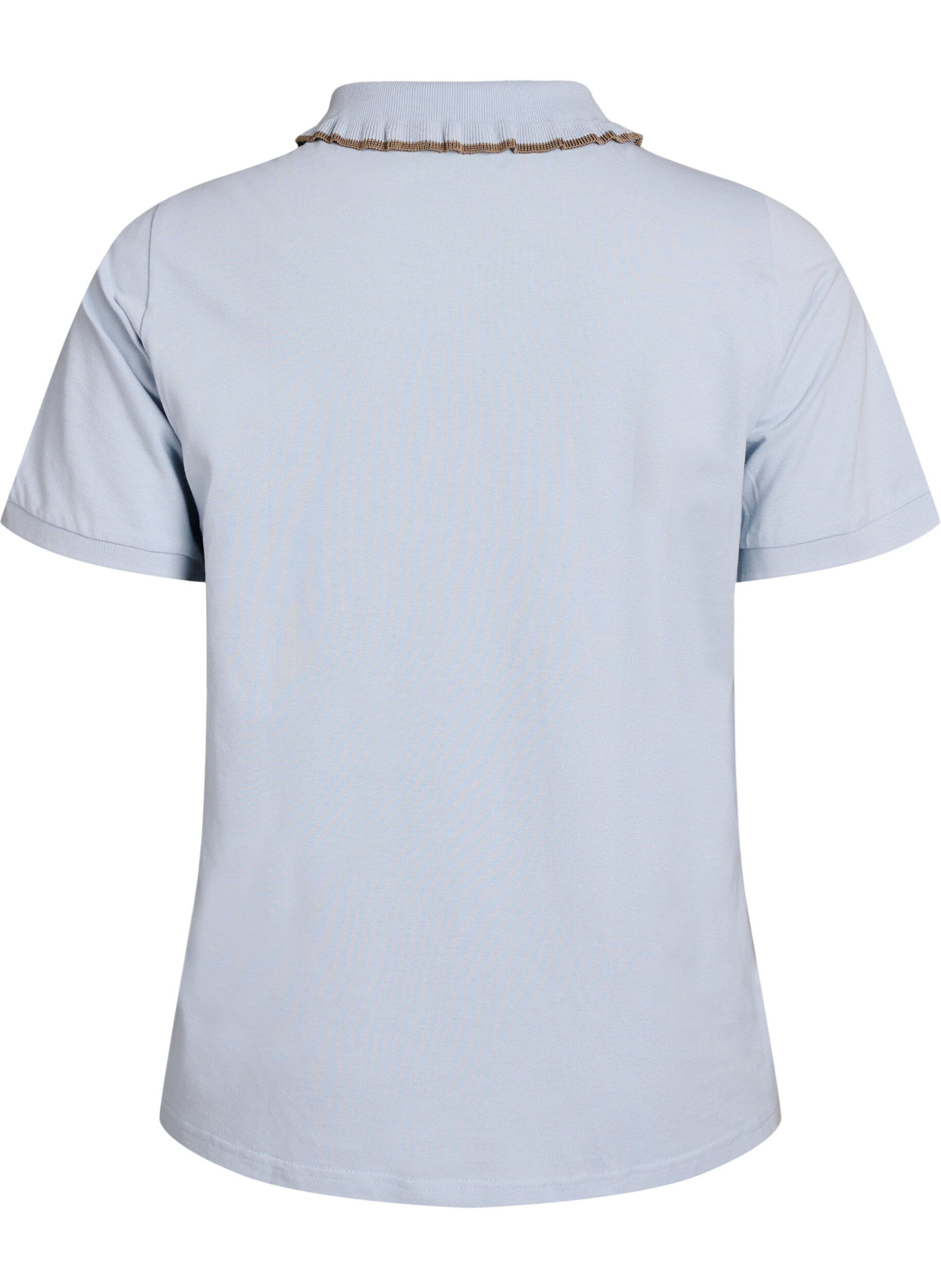 Zizzi Poloshirt med rhinsten knapper og fl&aelig;sedetalje, Bl&aring;, Packshot image number 1