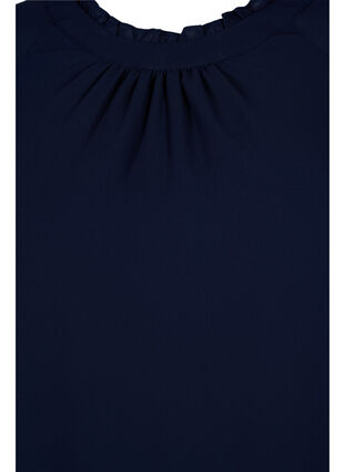 Bluse med asymmetrisk bund og 3/4 ærmer, Navy Blazer, Packshot image number 2