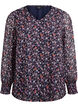 Bluse med blomsterprint og glittertr&aring;d, Bl&aring;, Packshot image number 0
