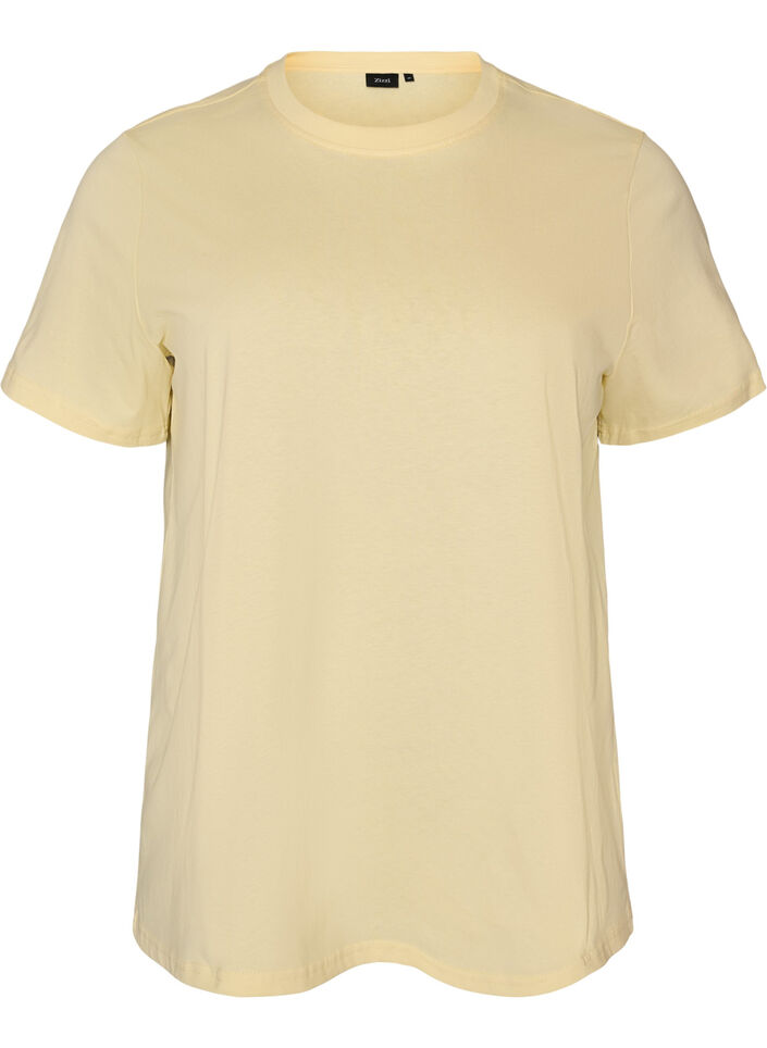 Basis t-shirt i bomuld med rund hals , Gul, Packshot image number 0