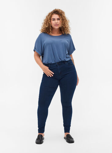 Højtaljede super slim Amy jeans, Dark blue, Model image number 0