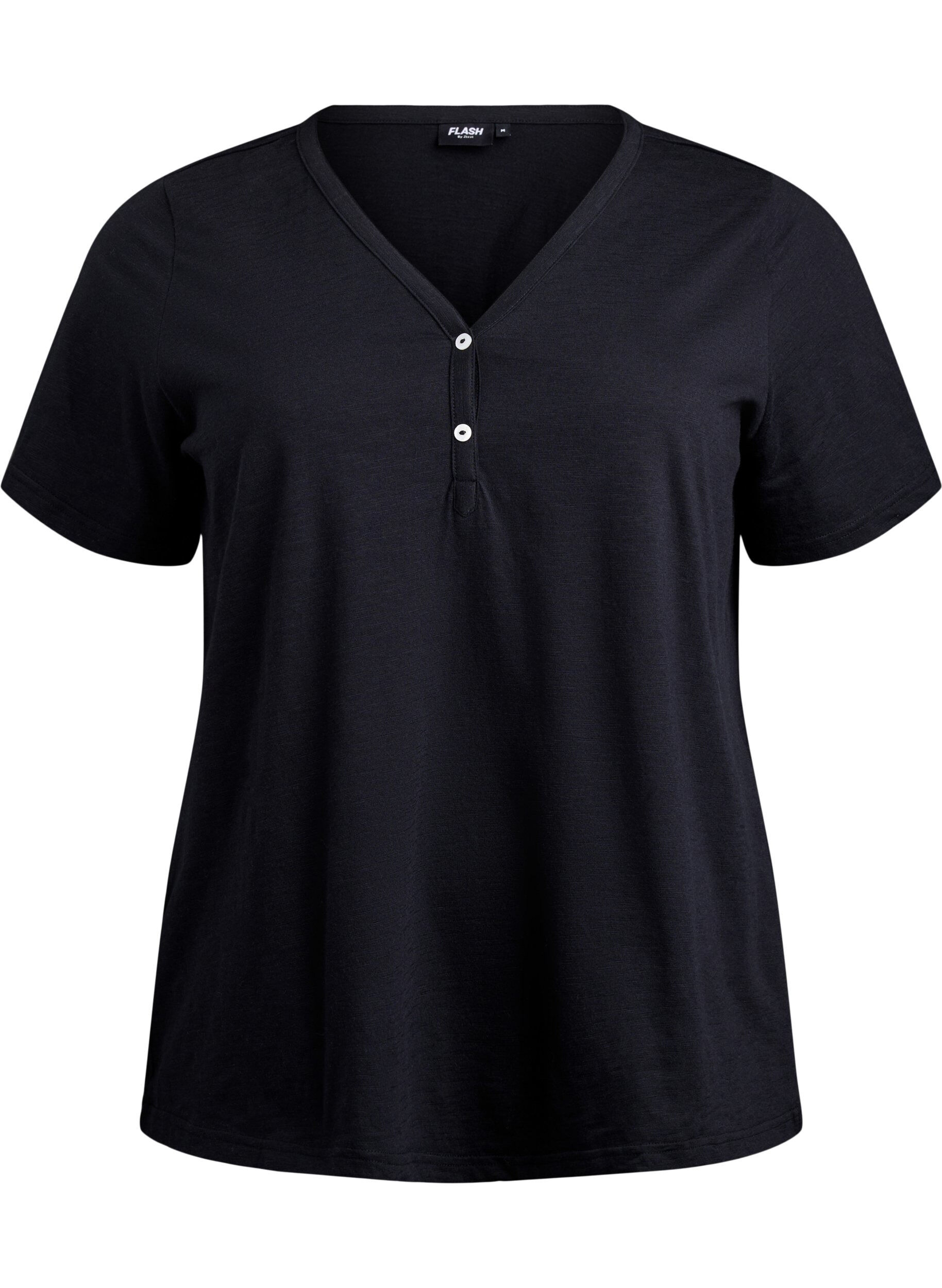 FLASH - T-shirt med knapdetalje