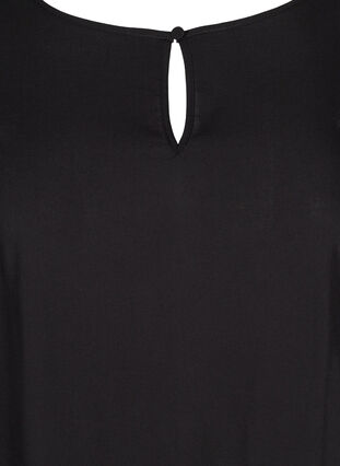 Langærmet viskose bluse med rund hals, Black, Packshot image number 2