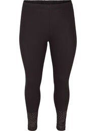 Leggings i viskosemix med dekorative sten, Black